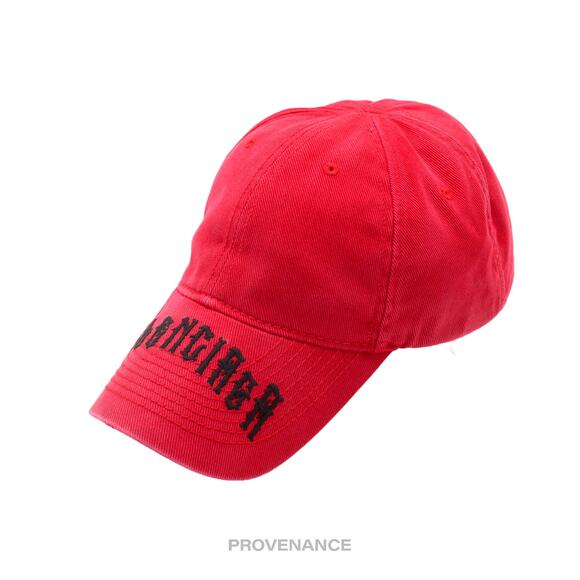 🔴 Balenciaga Tattoo Embroidered Logo Cap - Red - Picture 2 of 11